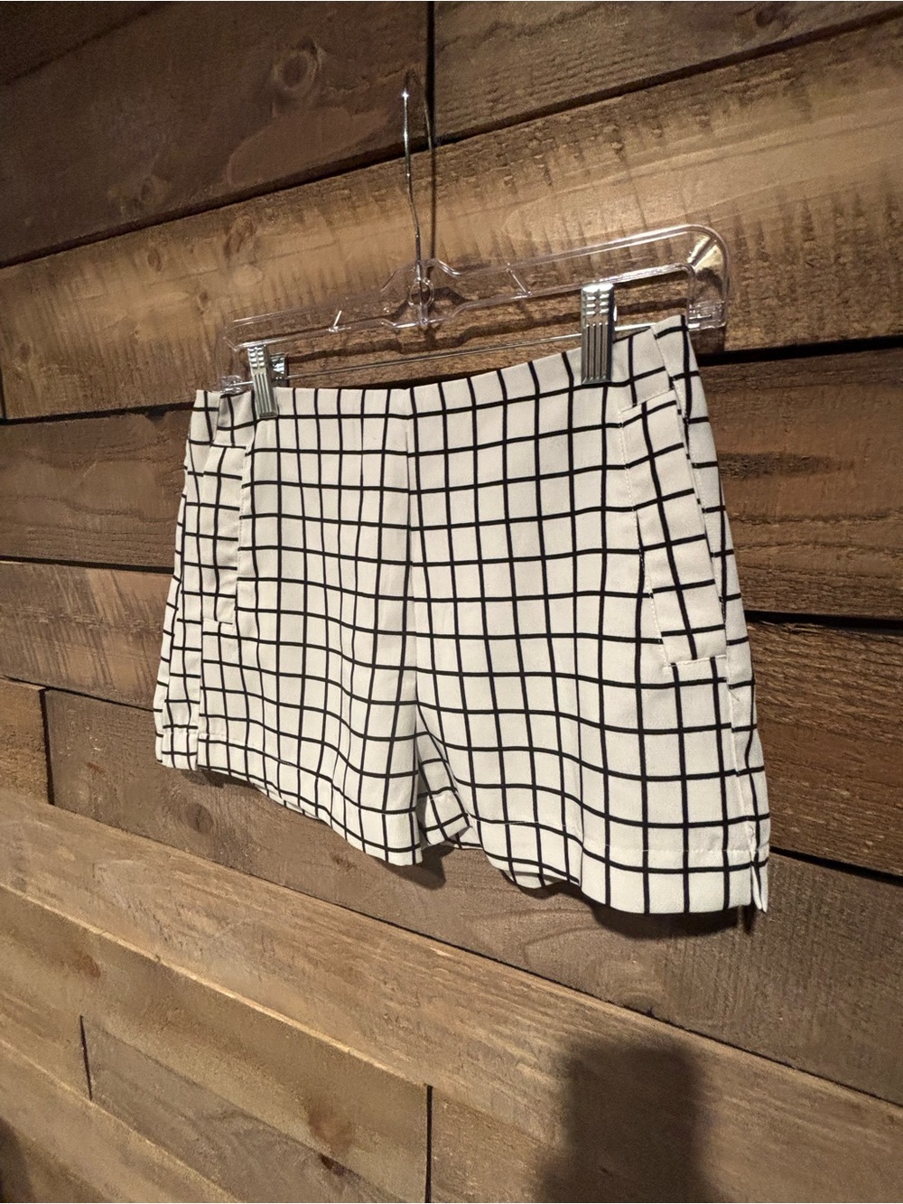 Sophie Rue White Shorts with Black Grid